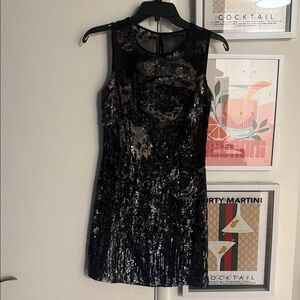 AllSaints Black Sequin Mini Dress